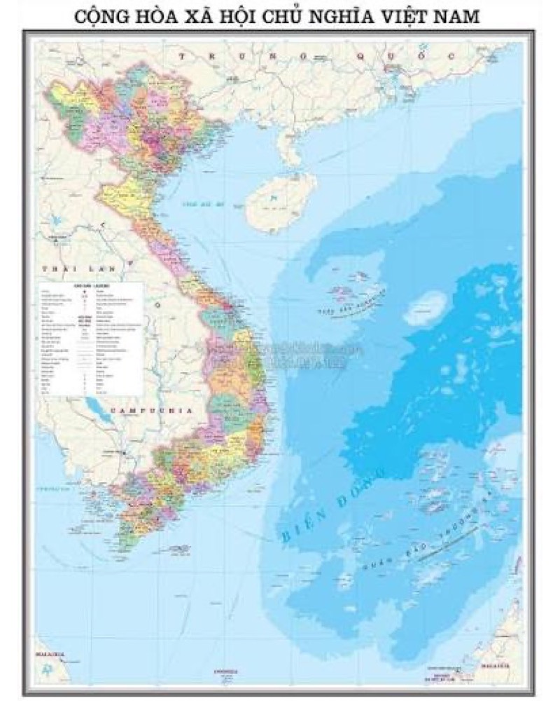 Bản đồ Việt Nam treo tường khổ lớn
